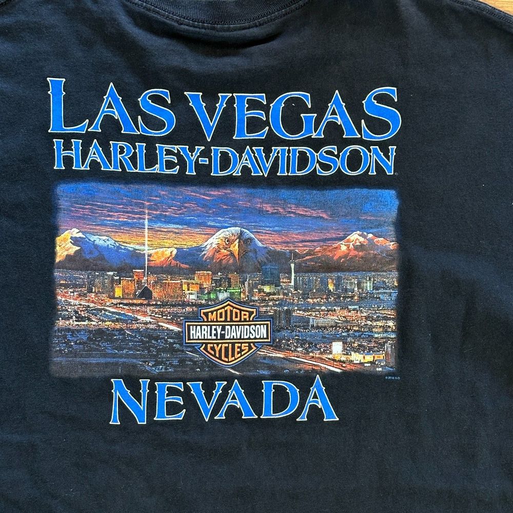 Harley Davidson Las Vegas Nevada T Shirt With Mountains Eagle City Landscape 3XL